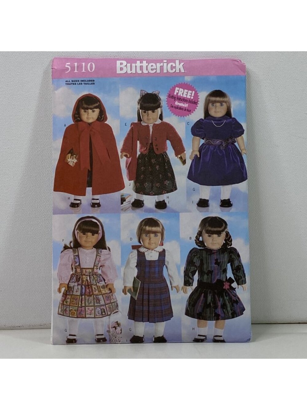 Butterick 5110 Uncut Sewing Pattern 18 Inch Doll Clothes American Girl